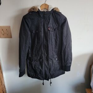 LEVI'S Jacket Quilt And Sherpa Lined Black Small